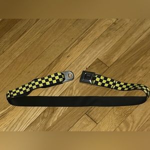 Click it or ticket! Seatbelt designed fashion belt.